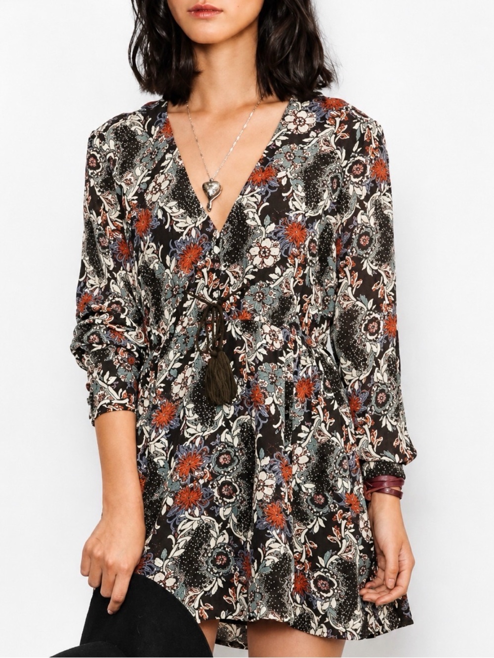 FREE PEOPLE Stealing Fire Floral Mini Dress Size S - Picture 5 of 7